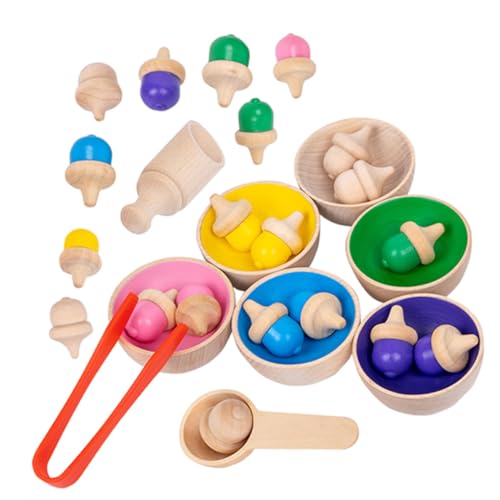 VICASKY Spielsachen Spielzeug Baby 1 Set Farbige Sortierbecher Mit Holzspielzeugen Für Lernspielzeug Zur Farb Und Zählförderung Montessori Pädagogisches Zur Farbklassifizierung Und Sortierung von VICASKY