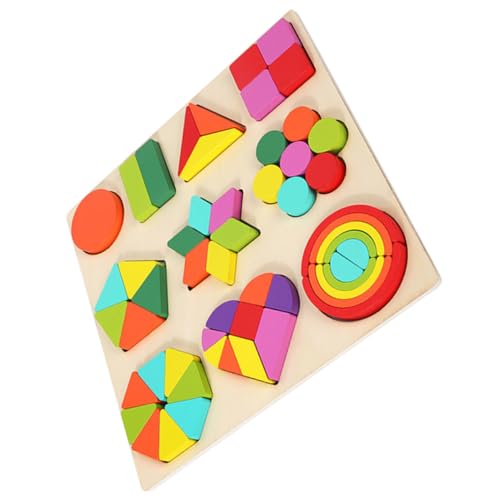 VICASKY 1 Set Früherziehung Puzzle Puzzles Babyspielzeug Kinderblöcke Lernspielzeug Kognitives Lernformpuzzle Frühlernspielzeug Kinderbauspielzeug Geometriespielzeug Holz von VICASKY