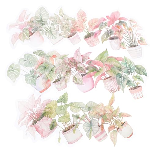 VICASKY 1 Set Grüne Pflanzenaufkleber Vintage Bonsai Muster Scrapbooking Aufkleber Scrapbook Aufkleber DIY Bastelaufkleber Tagebuch Material Aufkleber Für Telefon DIY von VICASKY