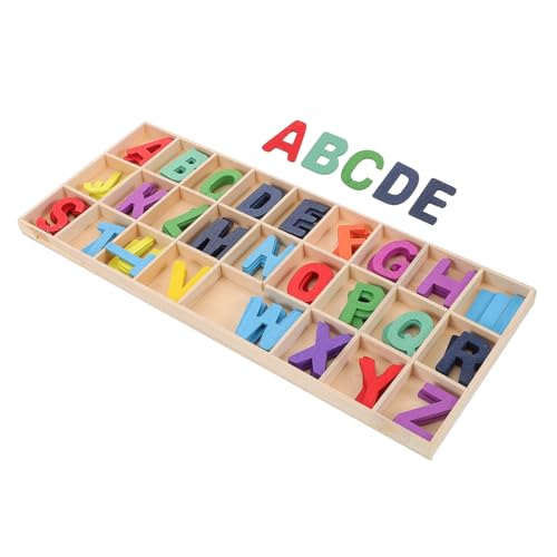 VICASKY Pädagogisches Kinderspielzeug Aus Holz Alphabet-Buchstaben Erkenntnisspielzeug Mit Ablage Für Kinder Im Vorschulalter von VICASKY