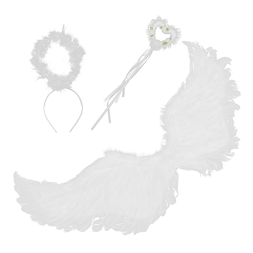 VICASKY 1satz Engel Flügel Mit Kopfband Und Zauberstab Weiße Cosplay Angel Wings Für Kostüm Für Halloween Karneval Und Mottopartys Langlebig Und Praktisch von VICASKY