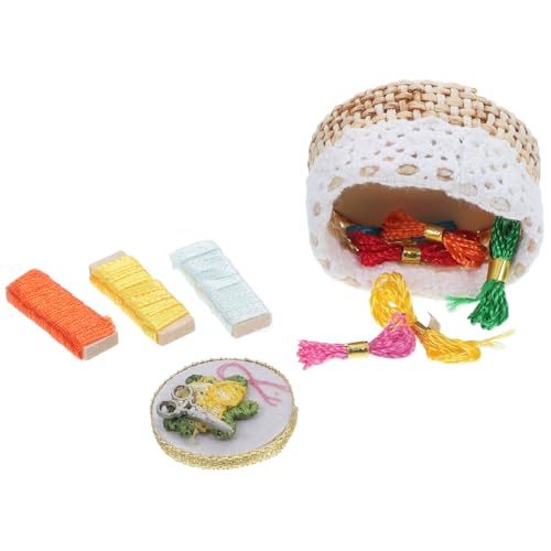 VICASKY Miniatur-Werkzeuge Für Puppenhaus 1 Set Mini-Stickerei-werkzeugkorb Tiny House Kit Zubehör von VICASKY