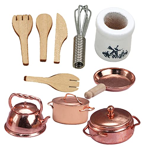 VICASKY Miniatur Küche Küche Puppenhaus 1 Set Miniatur Küchengeräte Für Puppenhaus 10 Teiliges Set Mit Wasserkocher Besteck Und Töpfen Für Fantasievolles Rollenspiel Und Minihaus Zubehör VICASKY Miniatur Küche Küche Puppenhaus 1 Set Miniatur Küchengeräte Für Puppenhaus 10 Teiliges Set Mit Wasserkocher Besteck Und Töpfen Für Fantasievolles Rollenspiel Und Minihaus Zubehör von VICASKY