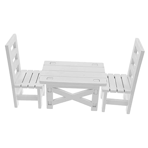 VICASKY 1 Set Minimöbel Puppenhausmöbel Miniaturen Zubehör Miniaturen Zum Basteln Miniaturmöbel Und Zubehör Minihaus Tisch Miniaturen Stuhl Ministuhl Holz Weiß von VICASKY