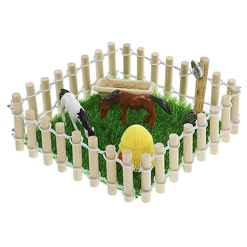 VICASKY 1 Set Modell Pferdestall Miniatur Pferderanch Spielzeug Pferdestall Mit Zaun Puppenhaus Layout Stall Pädagogisches Pferdestall Spielzeug Dekoratives Miniatur Scheunen Puppenhaus von VICASKY