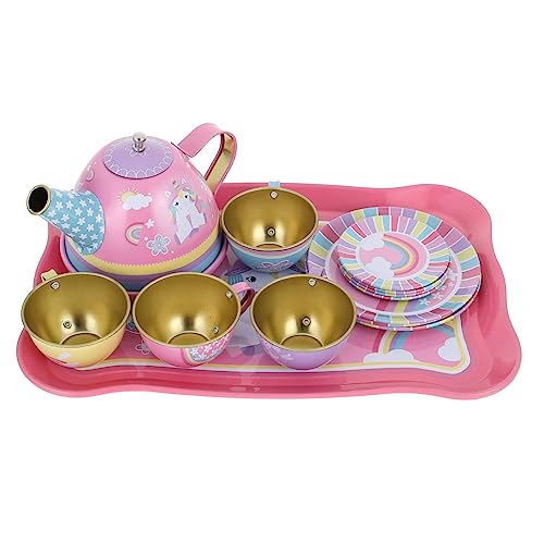 VICASKY 1 Set Nachmittagstee Tee Ei Wasserkocher Teetasse Küche Einhorn Mädchen Kinderspielzeug Stiel Rollenspiel Outdoor Mädchenspielzeug Bunt Weißblech von VICASKY