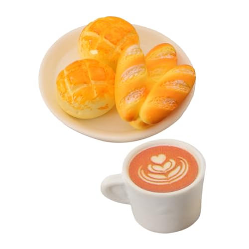 VICASKY Realistisches Miniatur-Brot-kaffeetassen-Set Für Puppenhaus-Landschaft Harz-Miniatur-küchenzubehör Für Die Rollenspiel-Sammlung von VICASKY