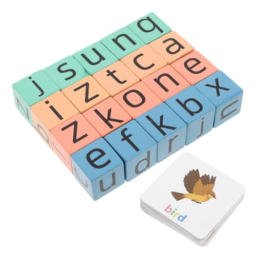 VICASKY 1 Set Rechtschreibspiele Mit Flash -Karten Montessori Spielzeug Für Kinder Holz Matching Letters Toys Lernspielzeug Für Kindergarten Im Vorschulalter von VICASKY