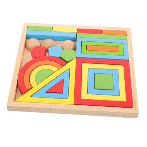 VICASKY 1 Set Regenbogen Bausteine ​​ Regenbogen Holzspielzeug Lernspielzeug Geometrisches Geometrischer Baustein Kinderspielzeug Kind Lernspielzeug Anerkennungsspielzeug Holz von VICASKY