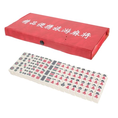 VICASKY 1 Set Set Reise Mahjong Melaminfliesen Reise Mahjong Spielzeug Tragbares Mahjong Spiel Lustiges Mahjong Spielzeug Tragbare Mahjong Fliesen Kleines Mahjong Set Partyspiel Set von VICASKY