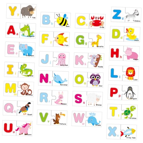 VICASKY 1 Set Wortspielzeug Kleinkind Puzzle Kleinkind Flash Karten Buchstabenblock Alphabet Englische Wörter Lernblöcke Kindererziehung Buchstabenblock Buchstabenpuzzle Aus Holz von VICASKY