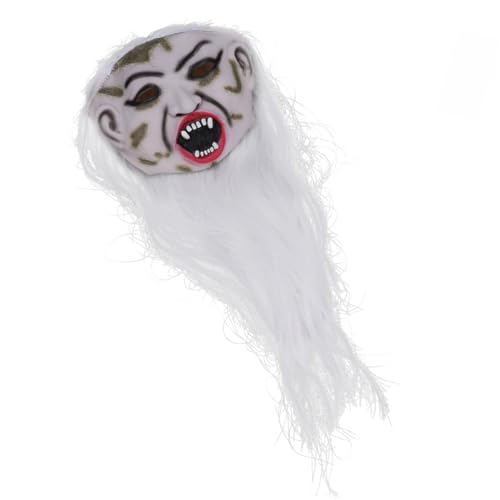 VICASKY 1 Stück Weißhaarige Hexenmaske Für Halloween-party Hexenmaske Aus Mit Langen Weißen Haaren Kreative Halloween- Horror Grimasse Geistermaske Emulsion von VICASKY