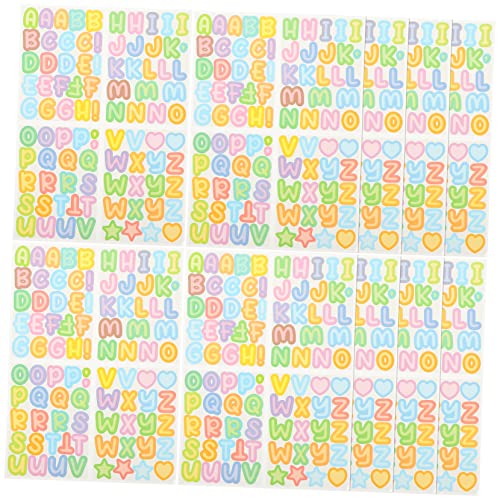VICASKY 10 Blätter Englische Alphabet Aufkleber Nagelaufkleber Kinderaufkleber Wasserfeste Aufkleber Cartoon Aufkleber Scrapbook Aufkleber Briefkastenaufkleber Alphabet von VICASKY