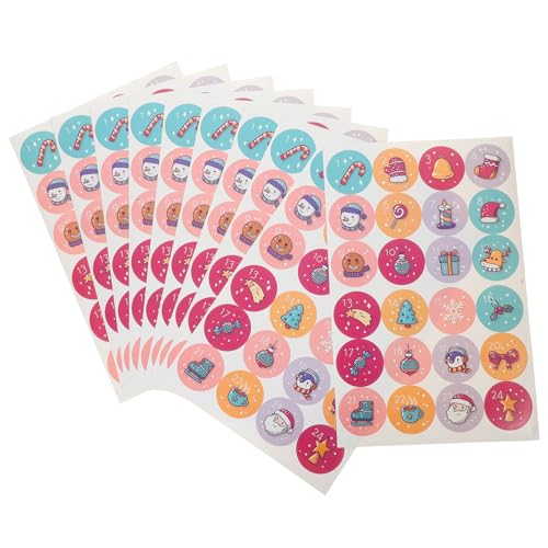 VICASKY 10 Blätter Weihnachtsaufkleber automatischer Kerzenlöscher Stecker Schraubstock Weihnachts präsente Runde Etiketten zum Backen DIY-Scrapbooking-Aufkleber Papier von VICASKY