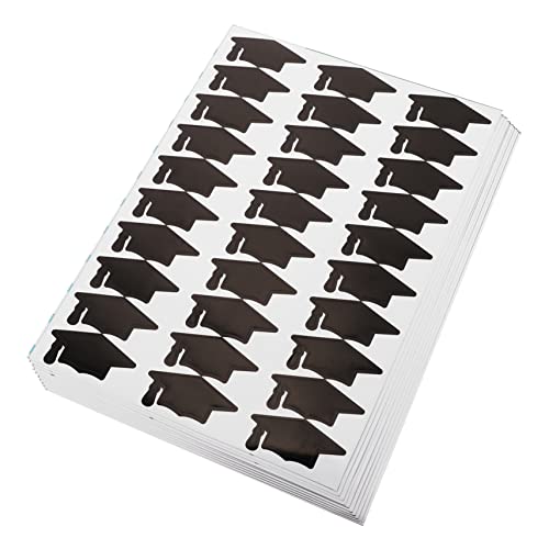 VICASKY 10 Blatt Doktor Hut Aufkleber Abdichtende Aufkleber Spiel Aufkleber Graduierungsabziehbilder Aufkleber in Kappenform Belohnungsaufkleber Mützenaufkleber Black Papier von VICASKY