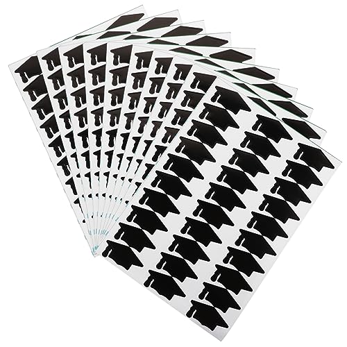 VICASKY 10 Blatt Doktorhut Aufkleber Scrapbooking Abschlusskappe Kinderaufkleber Nagelaufkleber Tabs Aufkleber Für Erwachsene Aufkleber Für DIY Aufkleberpapier Schwarz von VICASKY