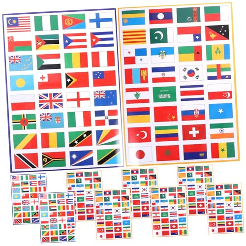 VICASKY 10 Bögen Weltflaggen Aufkleber Gesichtsaufkleber Flaggenaufkleber Dekore Selbstklebende PVC Flaggenaufkleber Weltflaggenaufkleber Länderaufkleber Körperaufkleber von VICASKY