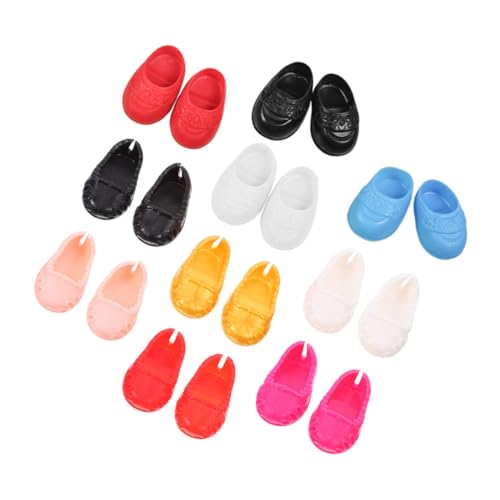 VICASKY 10 Paar Schuhe Puppenkleidschuhe Zubehör für Babypuppen Mini-Puppen Babypuppenflasche Puppen Accessoires Puppen Schuhe Mikro-Landschafts-Requisiten Schuhe Dekore Plastik von VICASKY