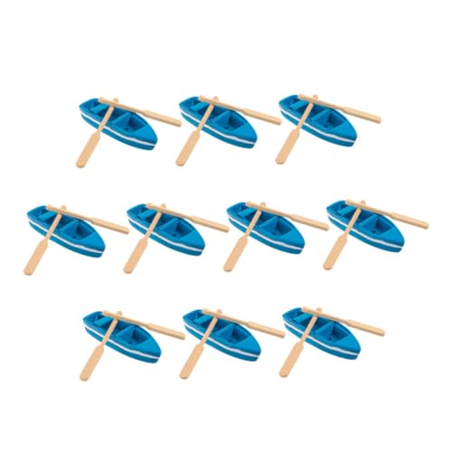 VICASKY 10 Satz Miniatur Boote mit Ruder Handgefertigte Resin Holz Modelle Miniatur Landschaftsdekoration Vielseitig für DIY Bastelprojekte und Nautische Wohnaccessoires von VICASKY