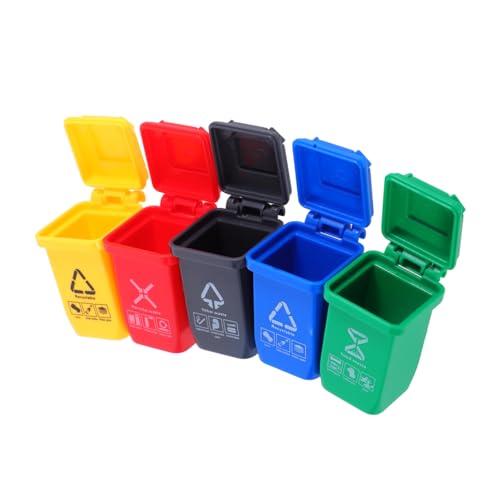 VICASKY 10 Stck. Mini Mülltonnen aus Abs Miniatur Abfalleimer für Puppenhaus und Sandtisch DIY Dekorative Mini Abfallbehälter für Puppenhausmodelle Fotorequisiten und Tischdekoration von VICASKY