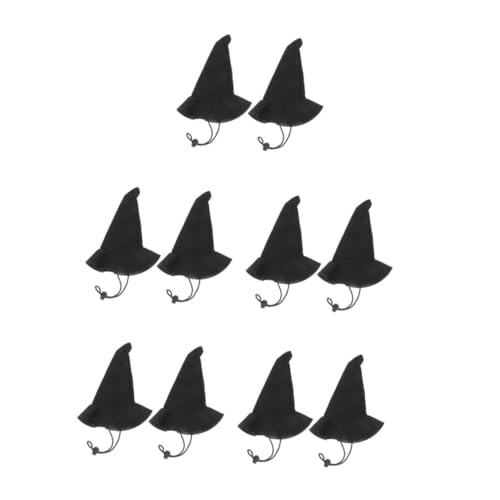 VICASKY 10 Stck. Teiliges Halloween Hexenhut aus Weichem Vliesstoff Kleine Schwarze Hexenhüte für Puppen und Haustiere Leichter Komfortabler Zaubererhut für Halloween Partydekoration und von VICASKY