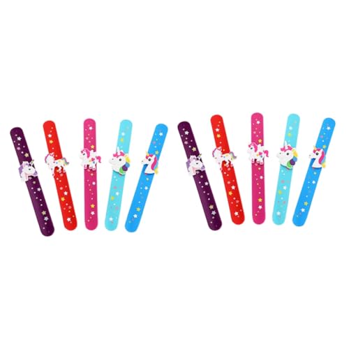 VICASKY 10 Stk Einhorn-Armband party zubehör kinder partyzubehör kinder Armband und Ring aus Silikon Einhorn Schlagarmbänder Ringe einhandzwinge Silikonarmbänder Schlagbänder Mädchen Gurt von VICASKY