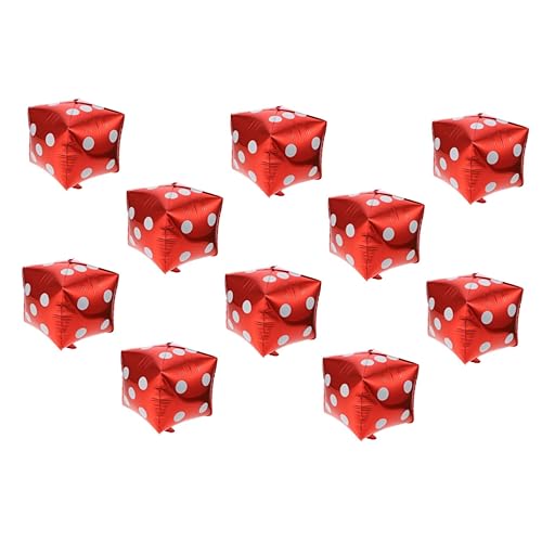 VICASKY 10 Stück 10 Stück Würfel Aluminiumfolie Ballons 24 Zoll Rote Würfel Große Jumbo Partydekoration Robust Farbecht als Foto Requisite und Spielzubehör für Themenpartys von VICASKY