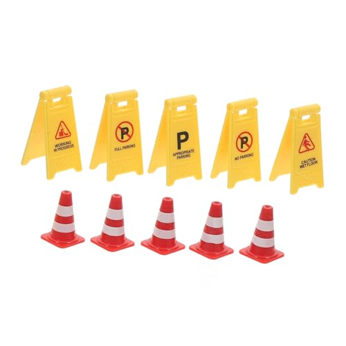 VICASKY 10-teiliges Mini-verkehrszeichen-Set Für Jungen Und Mädchen -Set Früherziehungsspielzeug Für Rollenspiele Und Dekoration von VICASKY