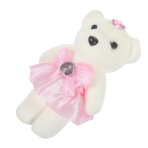 VICASKY 10 Stück Blumenstrauß Dekorative Bärenpuppe Spielzeuge Dekoration Puppenaugen Mini Stofftiere Entzückender Stoffbär Ausgestopftes Bärentier Gefüllte Blumen Stofftierbär Rosa Plüsch von VICASKY