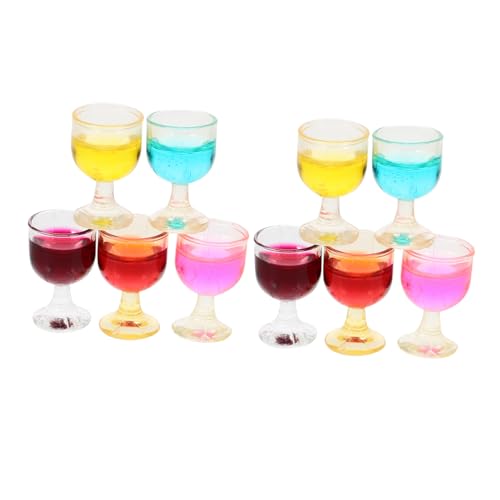 VICASKY 10 Stück Essen Und Rotweinglas Mini Wasserflasche Puppenhauszubehör Deckel Feinschmecker Puppe Cocktailgläser Puppenhaus Brille Puppenhaus Kelch Puppe Brille PVC von VICASKY