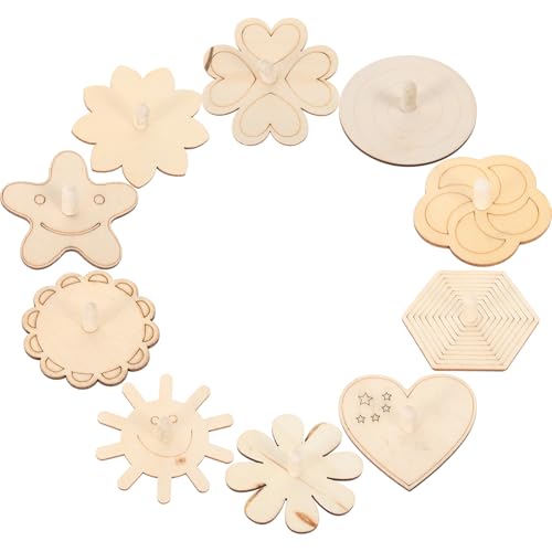 VICASKY 10 Stück Gyro Kinderspielzeug Lustiges Gyro Gyro Für Unfertiges Gyro Unfertiges DIY Holz Gyro Leeres Gyro Tragbares Kinderspielzeug Lustiges Gyro Aus Holz von VICASKY