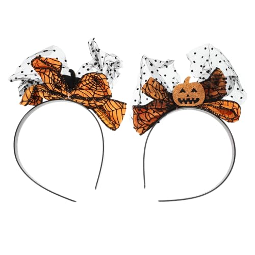 VICASKY 10 Stück Halloween Haarreif Kürbis Stirnband mit Schleife Mesh Haarschmuck für Kostümparty Damen Halloween Dekoration und Cosplay Zubehör von VICASKY