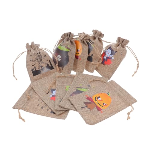 VICASKY 10 Stück Halloween-Süßigkeitsbeutel kleine Sackleinen mit Kordelzug Goody Bags Süßigkeitentüten für Partys Kürbis-Bonbontüten Party behandeln Taschen Bettwäsche aus Baumwolle VICASKY 10 Stück Halloween-Süßigkeitsbeutel kleine Sackleinen mit Kordelzug Goody Bags Süßigkeitentüten für Partys Kürbis-Bonbontüten Party behandeln Taschen Bettwäsche aus Baumwolle von VICASKY