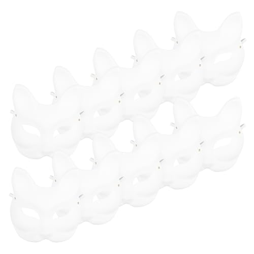 VICASKY 10 Stück Handbemalte Zellstoffmasken Vollkopfmaske Halloween LED Gesichtsmaske Halloween Produkte Masken Kostüm Collagen Maske Kunstmasken Zum Bemalen Katzenmaske von VICASKY