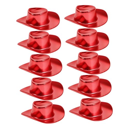 VICASKY 10 Stück Mini Cowboyhüte für Puppen Kleine Miniatur Hüte in Leuchtendem Orange DIY Dollhouse Zubehör Stabile und Praktische Dekoration für Puppenmode und Cosplay von VICASKY