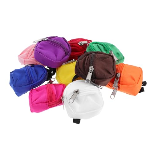 VICASKY 10 Stück Mini-reißverschluss-rucksäcke Für Puppen, Rollenspiel-puppenzubehör, Süße Puppenhaustaschen, Reißverschluss-Rucksack, Winzige Schulmaterialien, Puppenhaus-zubehör von VICASKY