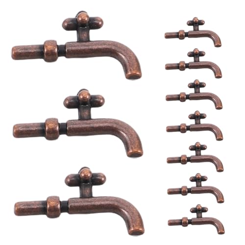 VICASKY 10 Stück Miniatur Wasserhahn für Puppenhaus Teiliges Zubehör für Küche und Bad Detailgetreue Nachbildung Deko für Kreative Spielwelten von VICASKY