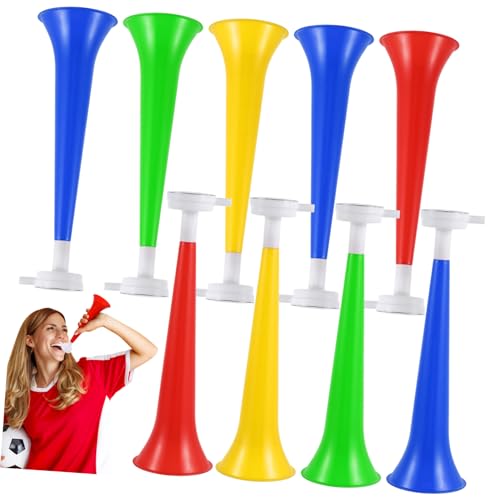 VICASKY 10 Stück Plastikhornspielzeug Fußballspiele Hörner Trompete Geräuschmacher Hersteller Kinderspielzeughörner Geräuschemacher jubelndes Zufällige Farbe von VICASKY