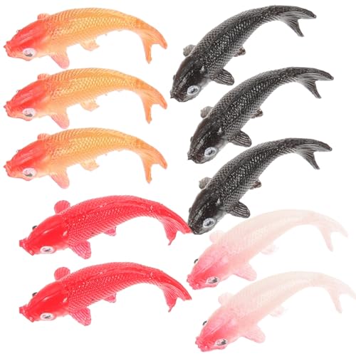 VICASKY 10 Stück Puppenhaus-Spielzeug, Miniatur-Karpfenfiguren, Meerestiere, Spielzeug, Mini-Fisch-Ornamente, Kunststoff-Mini-Figur, simulierter Fisch, Kinder, Miniatur-Fisch, Puppenhaus-Spielzeug von VICASKY