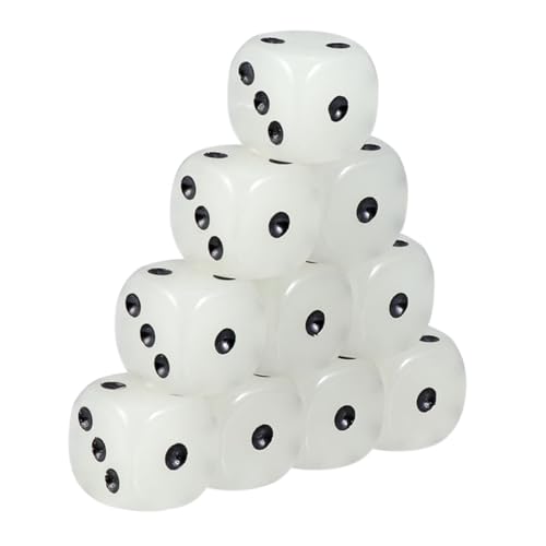 VICASKY 10 Stück Teiliges Acryl Würfel mit Abgerundeten Kanten Leuchtend Schwarz Gepunktet Robustes Gewicht Manuell Poliert für Spiele Unterricht und Partyspaß bei Nacht von VICASKY