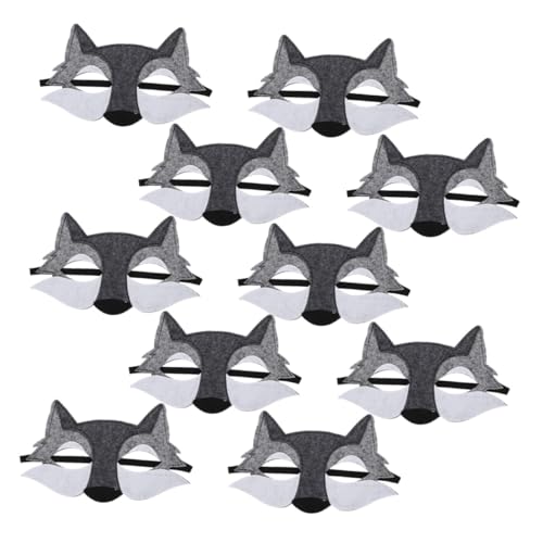 VICASKY 10 Stück Teiliges Graue Filz Wolf Halbgesichtsmaske Realistische Halloween Tiermaske aus Leichtem Vliesstoff Wiederverwendbar Atmungsaktiv für Cosplay Maskerade und Kostümpartys VICASKY 10 Stück Teiliges Graue Filz Wolf Halbgesichtsmaske Realistische Halloween Tiermaske aus Leichtem Vliesstoff Wiederverwendbar Atmungsaktiv für Cosplay Maskerade und Kostümpartys von VICASKY