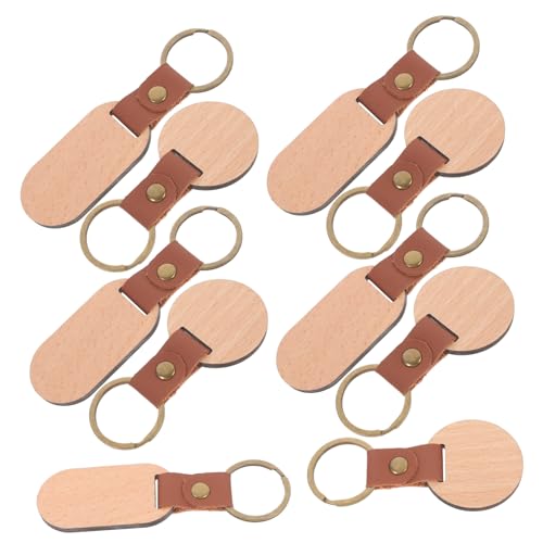 VICASKY 10 Stück Teiliges Holz Schlüsselanhänger Rohlinge aus Massivem Buchenholz Oval und Rund DIY Anhänger zum Bemalen und Gravieren Glatte Oberfläche Robust Vielseitig für Schlüssel von VICASKY