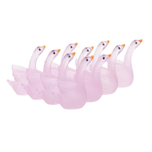 VICASKY 10 Stück Teiliges Leuchtender Schwan Miniatur Figuren aus Resin Nachtleuchtend Detailreich Gestaltete Dekoration für Garten Bonsai Mikro Landschaften Innen und Außenbereich von VICASKY