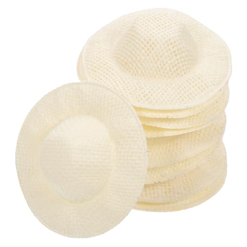 VICASKY 10 Stück Teiliges Mini Strohhüte für Puppen Handgefertigt Natürliche Bastel Accessoires Lebendige DIY Dekoration für Puppen und Miniaturhäuser Rustikal und Detailreich Gestaltet von VICASKY