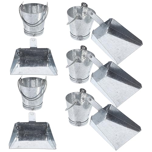 VICASKY 10 Stück Teiliges Miniatur Eimer und Kehrschaufel Kleine Puppenhaus Dekoration Vielseitiges Miniatur Deko Zubehör für DIY Mini Häuser und Mikrolandschaften Glatte Oberfläche von VICASKY