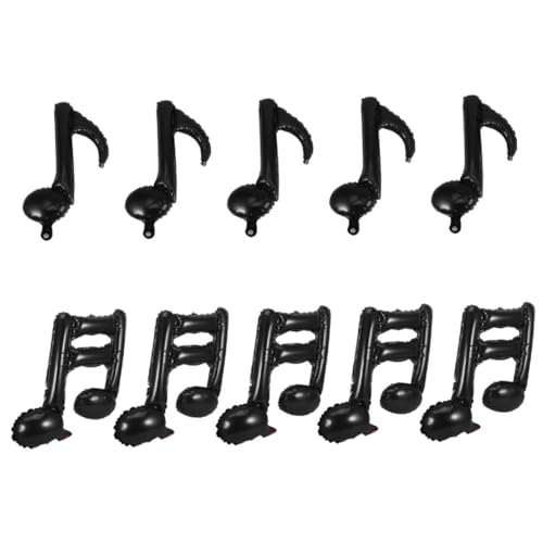 VICASKY 10 Stück Teiliges Musiknoten Folienballons Schwarz Doppelte und Einzelne Noten Aufblasbare Dekoration für Konzert Band Barfeier Musik Party Einfach zu Befüllen Stilvoll und von VICASKY