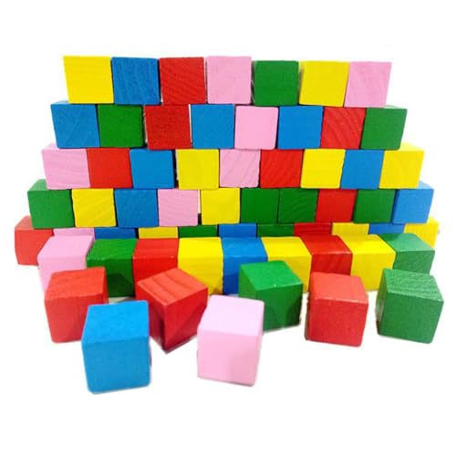 VICASKY 100 Stück Bastelwürfel aus Holz für Bausteinspielzeug Bauen quadratischer Holzblock Kleiner Holzwürfel selber Machen Kleiner Block Bambus von VICASKY