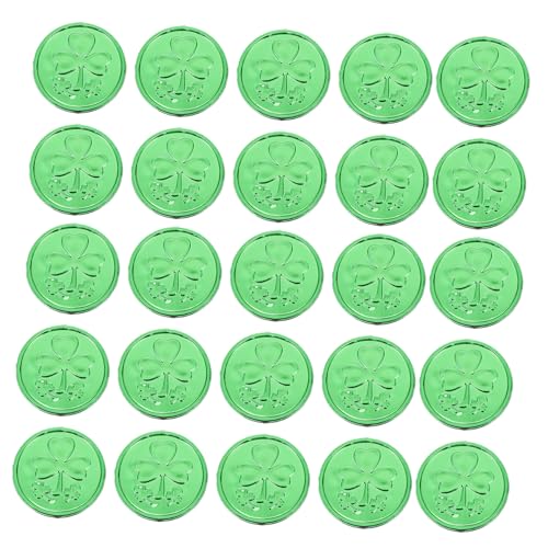VICASKY 100 Stück Elektropolierte Kleeblattmünzen Dekorative Rundmünzen für Partys Spielaccessoires und Kreative Aktivitäten und Festliche Anlässe mit Schönem Shamrock Muster von VICASKY