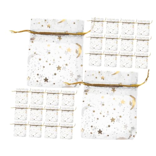 VICASKY 100 Stück Netztasche Würfel Gäste Fiesta Dekorationen Zimmerdekoration Schmuckbeutel Verpackungsbeutel Kleine Tasche Sachet-beutel Bevorzugen Sie Taschen Kordelzug Organza Golden von VICASKY