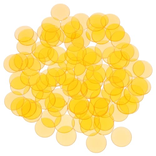 VICASKY 100 Stück Transparente Bingo-Zählchips 18 Mm Durchscheinende Markierungen Mathe-Zähler Runde Kunststoff-Spielsteine ​​Für Brettspiele Zählspiele Große Gruppenspiele Orange von VICASKY